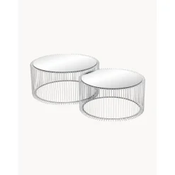 Set 2 Tavolini Da Salotto Con Piano In Vetro Wire*Kare Design Best