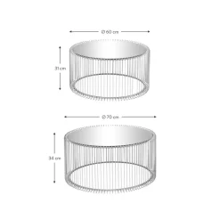 Set 2 Tavolini Da Salotto Con Piano In Vetro Wire*Kare Design Best