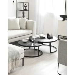 Set 2 Tavolini Rotondi Da Salotto In Legno Di Mango Andrew*Westwing Collection Online