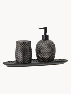 Set Dispenser Sapone In Gres Fatto A Mano Gustav 3 Pz