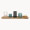 Set Portacandele Con Vassoio In Legno Elviena 6 Pz