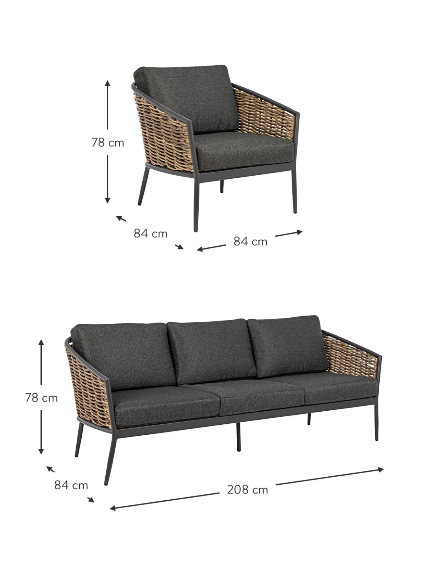 Set Salotto Da Giardino Maribela 3 Pz