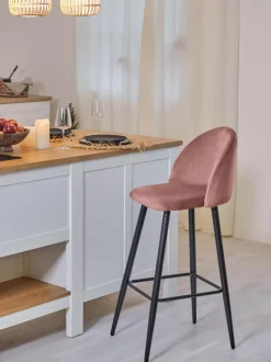 Sgabello Alto Rosa Amy In Velluto