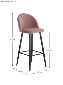 Sgabello Alto Rosa Amy In Velluto