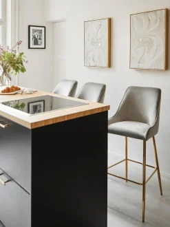 Sgabello Cucina In Velluto Grigio Ava