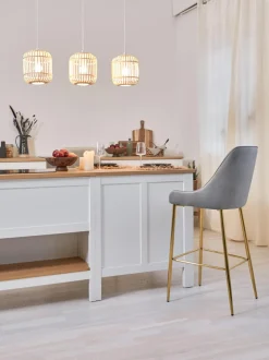 Sgabello Cucina In Velluto Grigio Ava