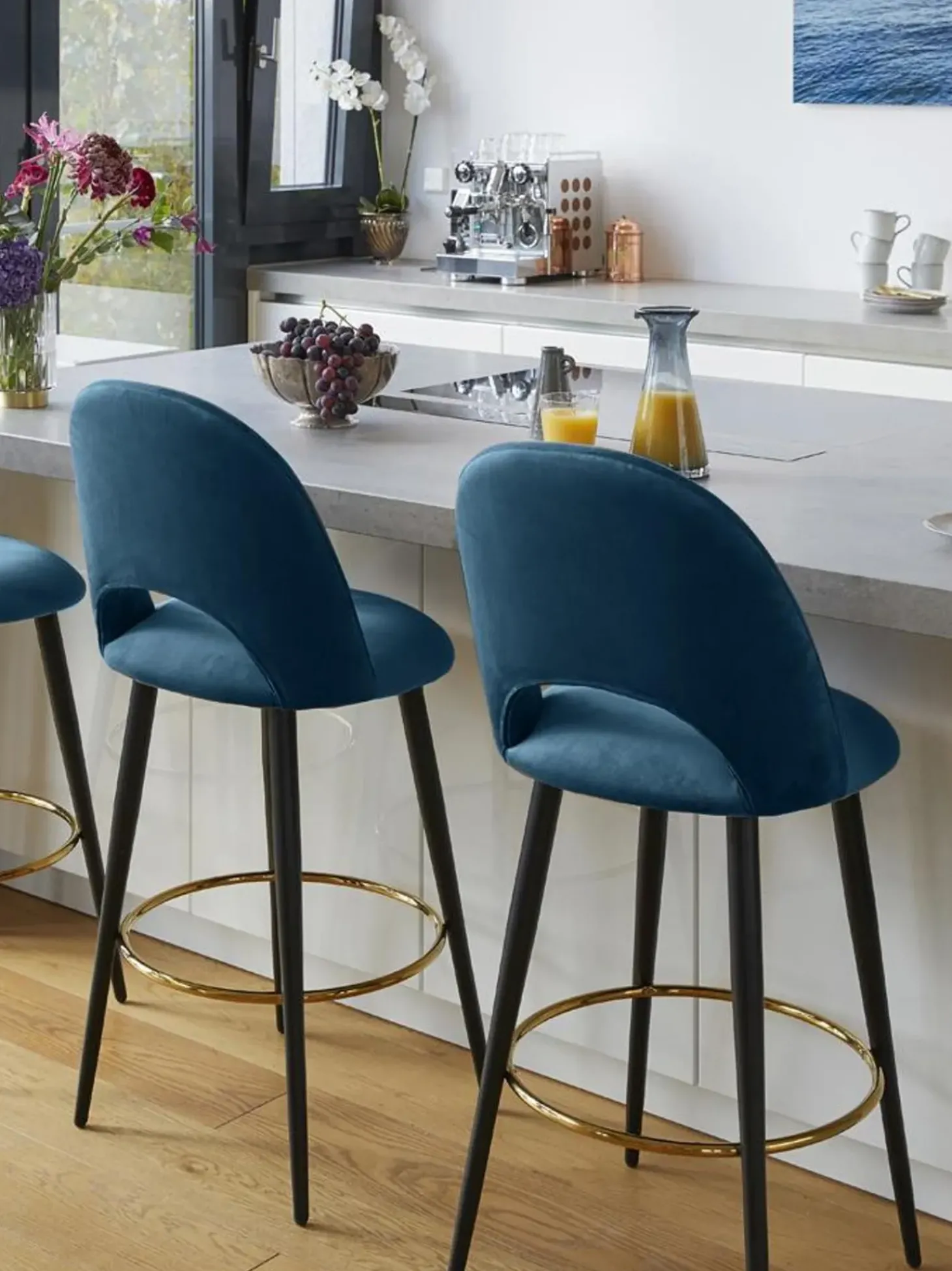 Sgabello Cucina In Velluto Rachel