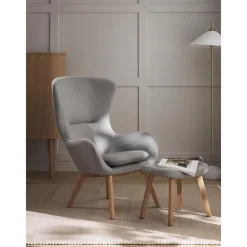 Sgabello Imbottito Con Gambe In Legno Wing*Westwing Collection New