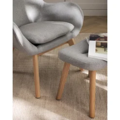 Sgabello Imbottito Con Gambe In Legno Wing*Westwing Collection New