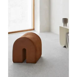 Sgabello Imbottito In Pelle Nabuk Curved*Kristina Dam Sale