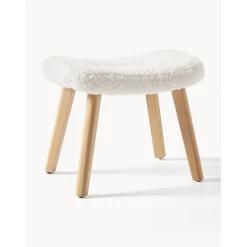 Sgabello Imbottito In Teddy Con Gambe In Legno Wing*Westwing Collection Outlet