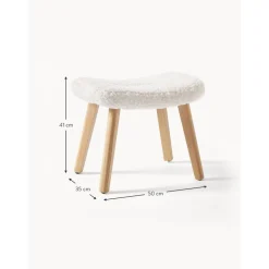 Sgabello Imbottito In Teddy Con Gambe In Legno Wing*Westwing Collection Outlet