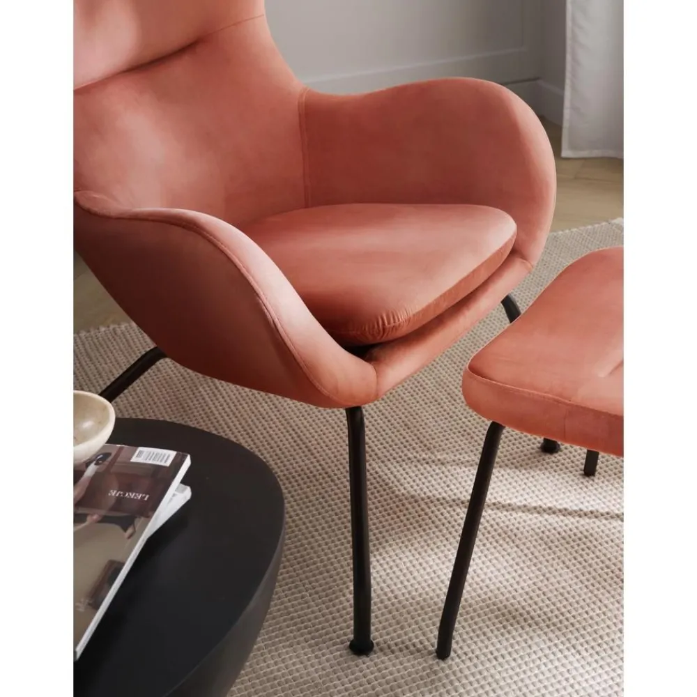 Sgabello Imbottito In Velluto Con Gambe In Metallo Wing*Westwing Collection Clearance