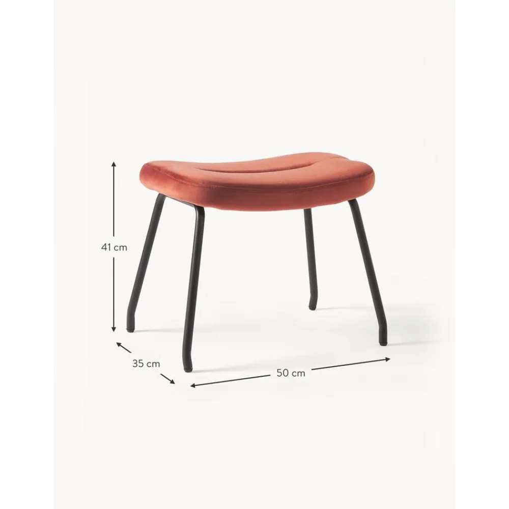 Sgabello Imbottito In Velluto Con Gambe In Metallo Wing*Westwing Collection Clearance