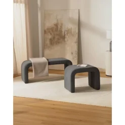 Sgabello In Tessuto Boucle Grigio Penelope*Westwing Collection New