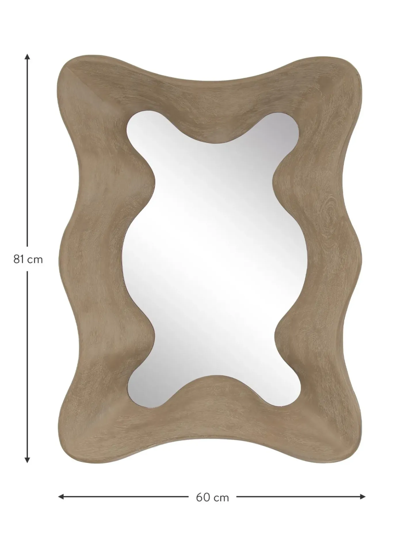 Specchio Da Parete Con Cornice Ondulata In Legno Di Mango Riva