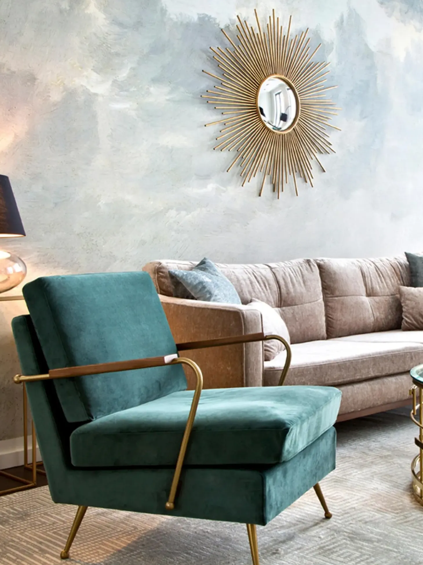 Specchio Da Parete In Metallo Dorato Ella