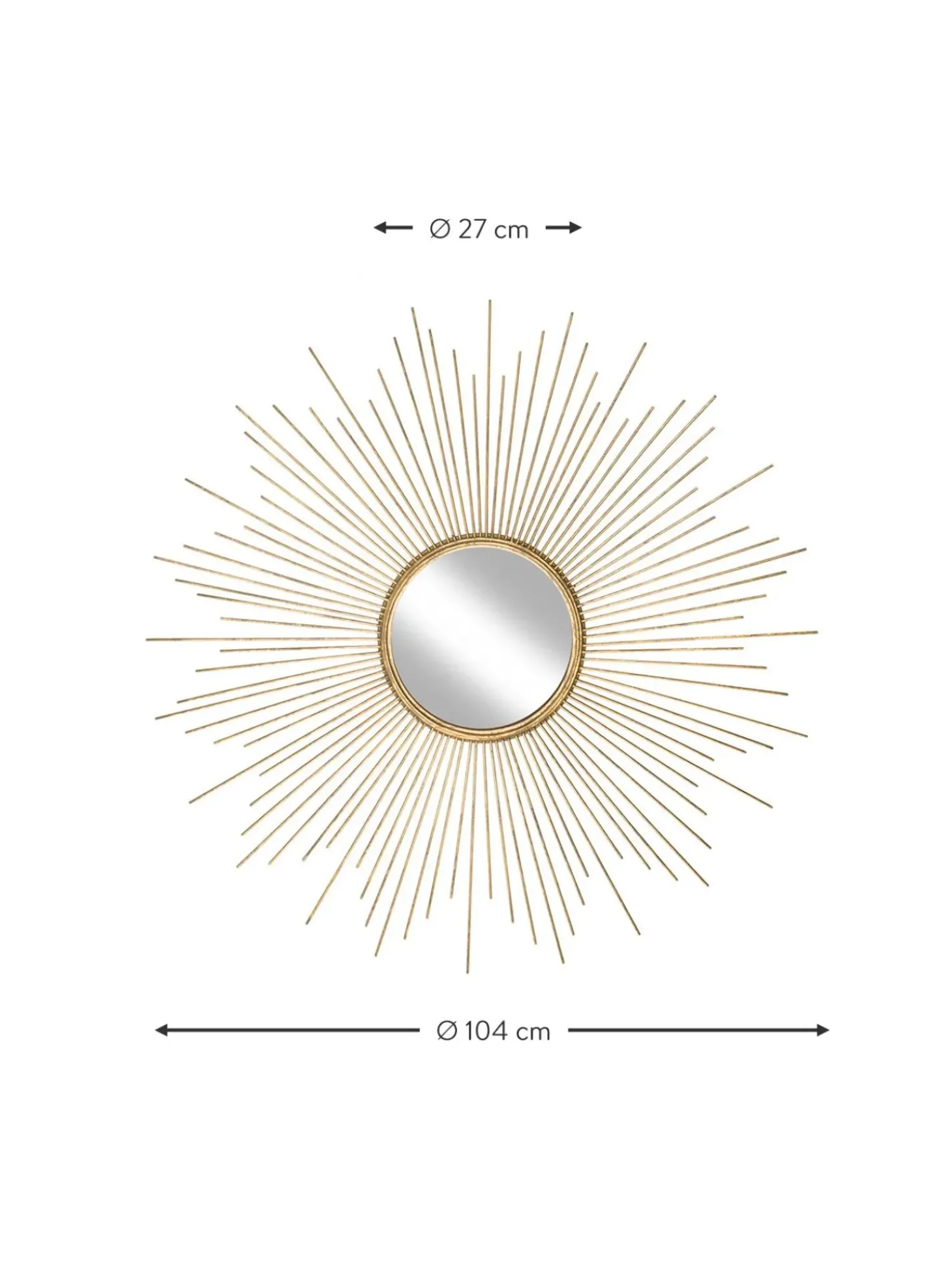 Specchio Da Parete In Metallo Dorato Ella