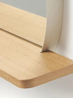 Specchio Da Parete Rotondo Con Mensola In Legno Aaron