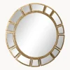 Specchio Da Parete Rotondo Con Cornice Dorata Dinus