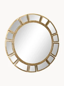 Specchio Da Parete Rotondo Con Cornice Dorata Dinus