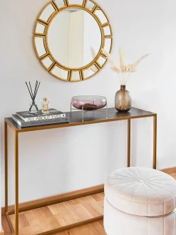 Specchio Da Parete Rotondo Con Cornice Dorata Dinus