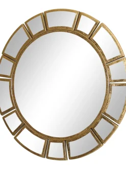 Specchio Da Parete Rotondo Con Cornice Dorata Dinus