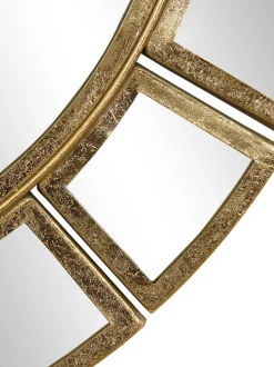 Specchio Da Parete Rotondo Con Cornice Dorata Dinus