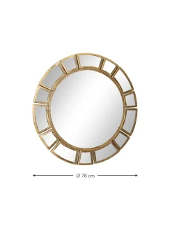 Specchio Da Parete Rotondo Con Cornice Dorata Dinus