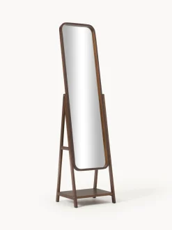 Specchio Da Terra Con Cornice E Ripiano In Legno Matteo
