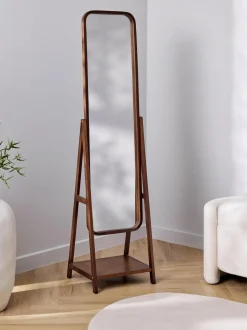 Specchio Da Terra Con Cornice E Ripiano In Legno Matteo