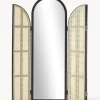 Specchio Da Terra Con Paravento In Rattan Aura