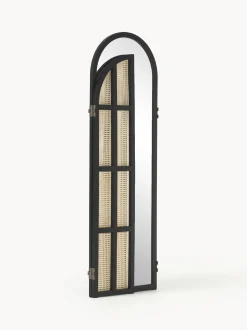 Specchio Da Terra Con Paravento In Rattan Aura