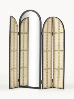 Specchio Da Terra Con Paravento In Rattan Aura