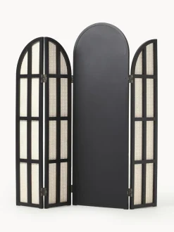 Specchio Da Terra Con Paravento In Rattan Aura