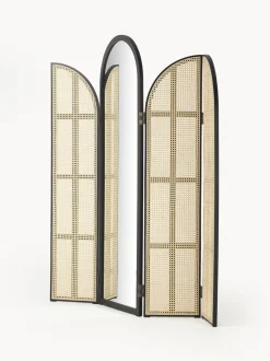 Specchio Da Terra Con Paravento In Rattan Aura