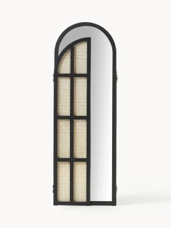 Specchio Da Terra Con Paravento In Rattan Aura