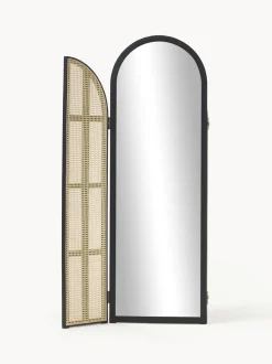 Specchio Da Terra Con Paravento In Rattan Aura