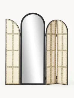 Specchio Da Terra Con Paravento In Rattan Aura