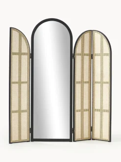 Specchio Da Terra Con Paravento In Rattan Aura