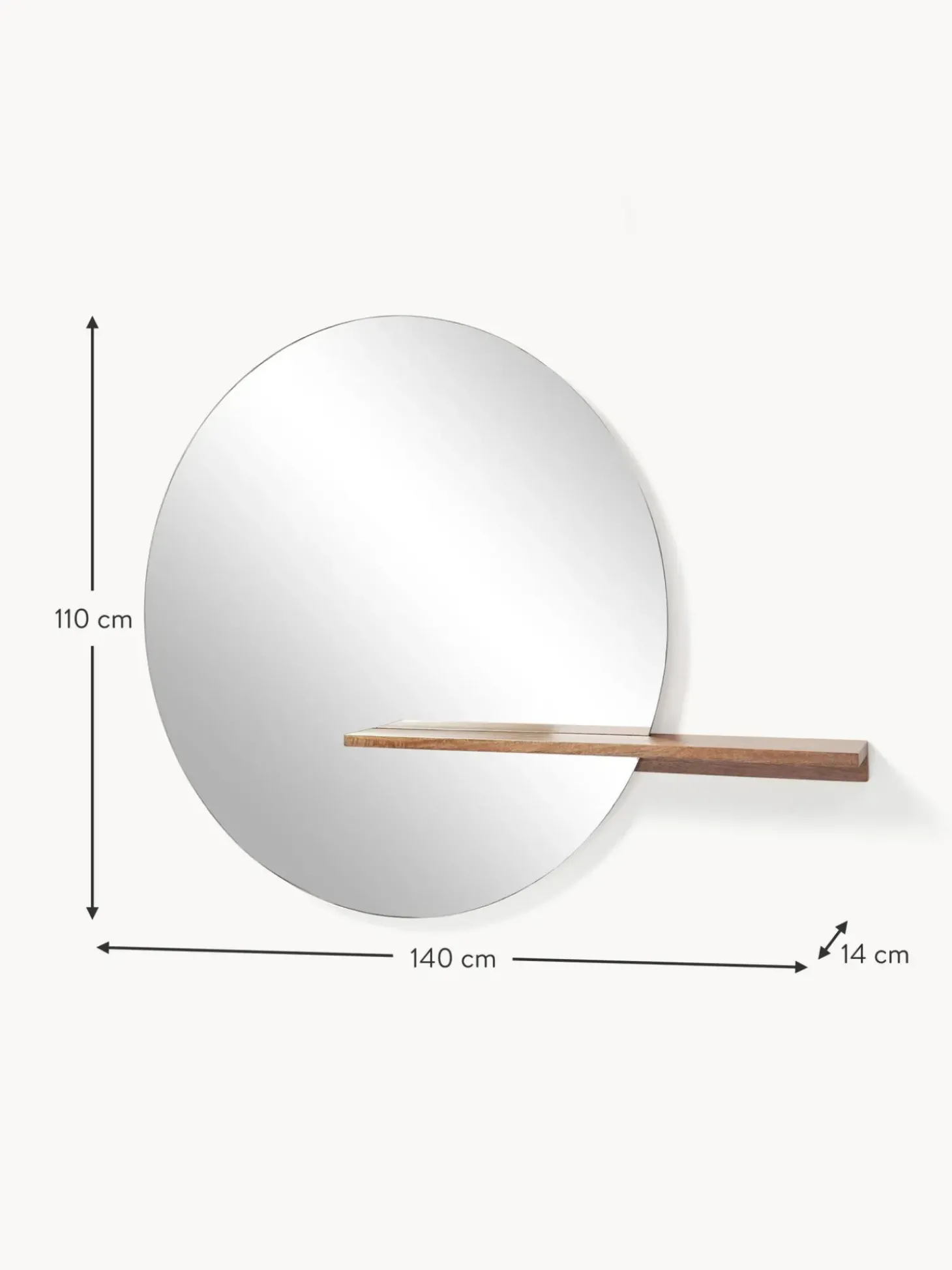 Specchio Grande Da Parete Con Mensola In Legno Sandro