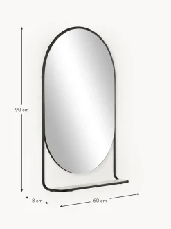 Specchio Ovale Da Parete Con Mensola In Marmo Verena