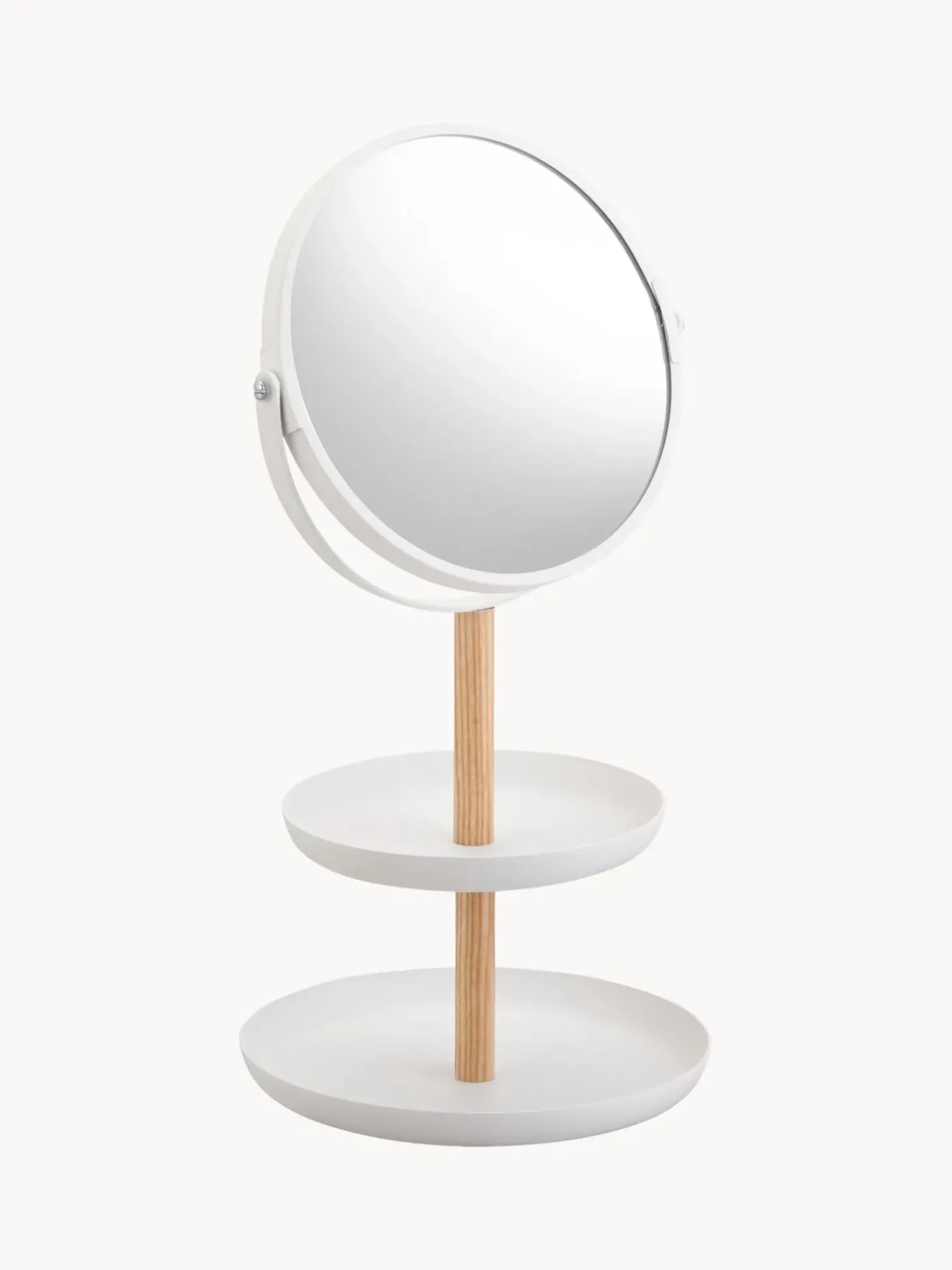 Specchio Per Trucco Rotondo Con Ingrandimento E Ripiani Tosca