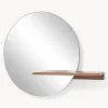Specchio Rotondo Da Parete Con Mensola In Legno Sandro