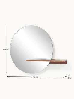 Specchio Rotondo Da Parete Con Mensola In Legno Sandro