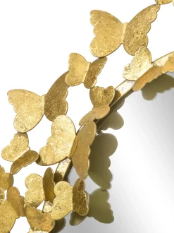 Specchio Rotondo Da Parete Con Finitura Antica Butterfly