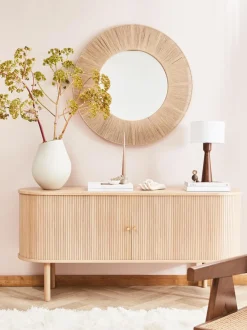 Specchio Rotondo Da Parete Con Cornice In Corda Beige Citra