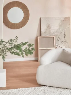 Specchio Rotondo Da Parete Con Cornice In Corda Beige Citra