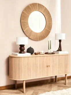 Specchio Rotondo Da Parete Con Cornice In Corda Beige Citra