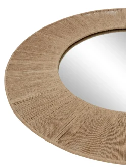 Specchio Rotondo Da Parete Con Cornice In Corda Beige Citra